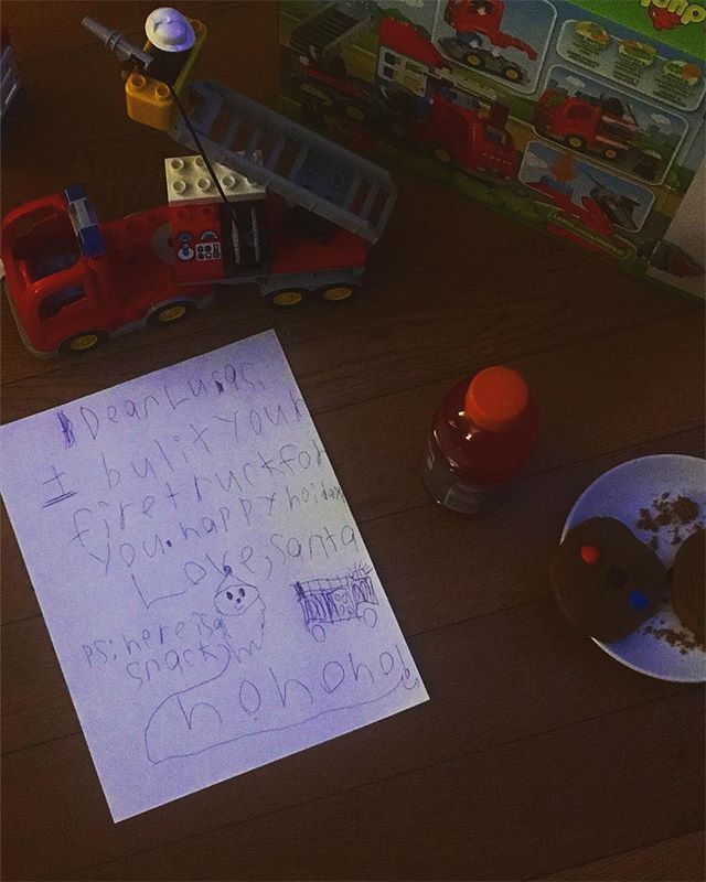 When you desperately wanted to build your little brother’s LEGO fire truck you use “cuteness tactics” and leave him a note and snacks from Santa saying he built the fire truck and left Lucas a snack 🤣
- James Robert -